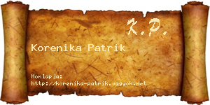 Korenika Patrik névjegykártya